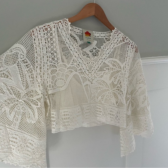 Farm Rio Guipure Lace Blouse XS - Picture 5 of 10